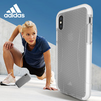 adidas(阿迪达斯)iPhone X 手机壳 工业级重防摔 运动缓冲击 耐用防滑保护套透明全包软壳-透明白