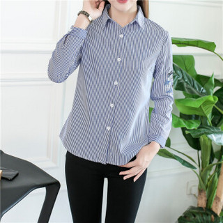 LAXJOY 朗悦 新款韩版刺绣衬衫宽松学生长袖打底上衣 LWCC181201