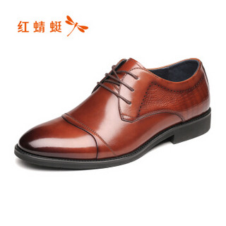 RED DRAGONFLY 红蜻蜓 时尚商务系带男鞋皮鞋 WHA81201/02 棕色 43
