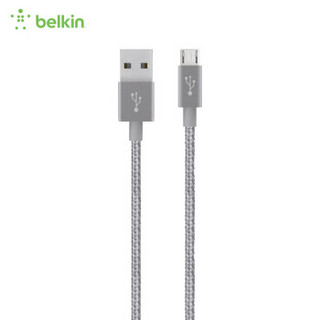 贝尔金（BELKIN）安卓数据线Micro USB接口金属质感高速充电快速传输充电线适用华为/小米/vivo三星灰色1.2米
