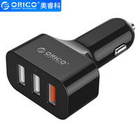 奥睿科（ORICO）UCH-2U1Q 车载充电器 车充一拖三 QC2.0大功率车载手机充电器 黑色