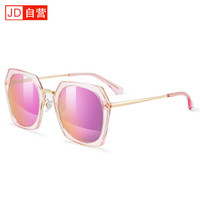 海俪恩墨镜 偏光太阳镜女款 时尚大框多边形眼镜 N6617亮透明粉+菖蒲粉膜P17(偏光)