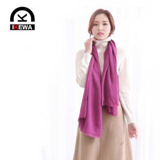 艾可娃（IKEWA）00101L0005-ZI 纯色棉麻丝巾围巾加大加长女士披肩 紫色