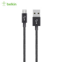 贝尔金（BELKIN）安卓数据线Micro USB接口金属质感高速充电快速传输充电线适用华为/小米/vivo三星黑色1.2米