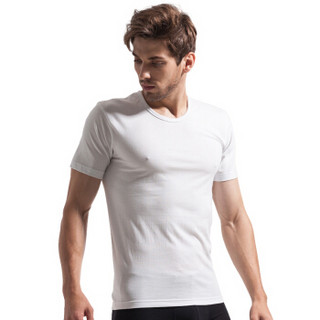 SEPTWOLVES 七匹狼 打底短袖男 T恤圆领棉纯色棉质运动衫 98713 白色 XXXL (白色、XXXL、棉)