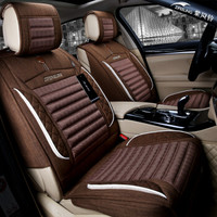 紫风铃仿亚麻四季汽车坐垫四季垫福克斯马自达斯柯达翼博朗动标致科鲁兹CRV速腾迈腾汽车座垫Q02标准版魅力咖