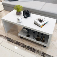 HMJIA 简约时尚茶几边桌 客厅长方形创意茶几白色 HJ11005W