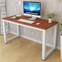香可 钢木电脑桌台式家用简易书桌现代简约办公桌笔记本桌子 电竞桌 120*60*75cm柚木色+白架