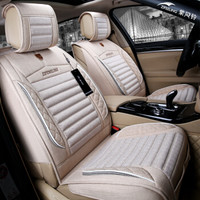 紫风铃仿亚麻四季汽车坐垫四季垫福克斯马自达斯柯达翼博朗动标致科鲁兹CRV速腾迈腾汽车座垫Q02标准版卡其色