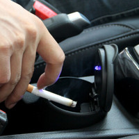 研美车配 汽车烟灰缸带LED灯 个性车载吸烟烟灰盒（尊贵黑）
