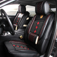 布雷什(BOLISH)五座四季通用汽车坐垫全包夏季冰丝凉垫卡罗拉福克斯逍客座椅套车内饰品皮加冰丝标准款绅士黑