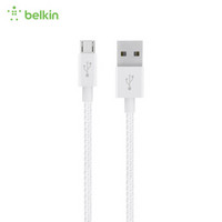 贝尔金（BELKIN）安卓数据线Micro USB接口金属质感高速充电快速传输充电线适用华为/小米/vivo三星白色1.2米