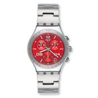 斯沃琪(Swatch)手表 金属三眼多功能系列石英男表劲风丽红色YCS563G