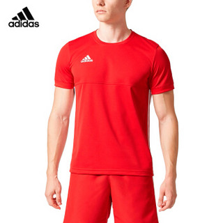 adidas 阿迪达斯 短袖T恤男 情侣男女同款  T16系列  TEAM 男子运动休闲服羽毛球服  红色  AJ5308   XL