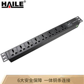 海乐（Haile）D3100-16A8-G 工业级16A8位250V 机柜PDU 电源插座板 防雷防浪涌接线板/插排插线板4000W2米