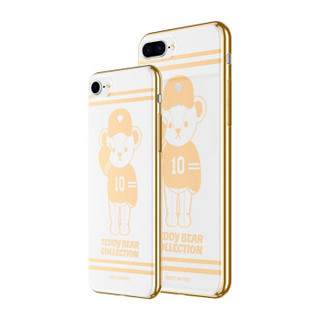 泰迪珍藏 苹果8/7Plus手机壳 iPhone8/7 Plus卡通保护套 电镀透明硅胶防摔软壳 泰迪棒球手