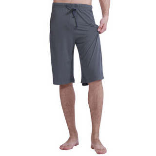 企鹅卫队男士短裤休闲沙滩裤进口纤维素纯色棉中裤男深灰XL(175/95) 35514116