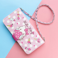 Hello Kitty 苹果8/7Plus手机壳 iPhone8/7Plus卡通支架套全包防摔翻盖链条保护套 草莓凯蒂猫