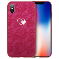 优加 苹果iPhonex/xs手机壳 苹果10保护套 全包防摔创意蕾丝软壳 酒红色
