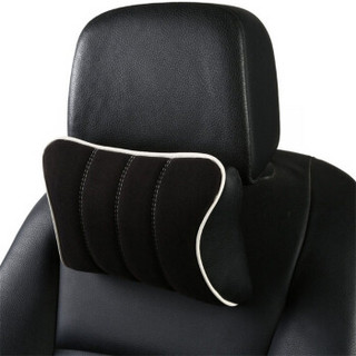 WRC 记忆棉麂皮绒面纤皮头枕 四季护颈枕 椅头枕 车枕用品 一对装 黑色