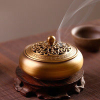 达埔（dapu）金莲香炉纯铜檀香炉 盘香4小时熏香炉 家用香道茶宠摆件