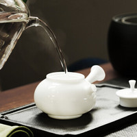 尚帝（shangdi）陶瓷羊脂白瓷茶壶功夫茶具过滤家用泡茶小单壶德化玉瓷 木柄手工侧把壶
