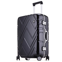 GENVAS 君华仕 行李箱 20英寸窄边框拉杆箱 时尚轻盈铝框箱旅行箱 TSA密码锁 G-1201-201 黑色