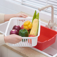 加品惠 洗菜盆 双层塑料果蔬洗菜盆 方形沥水篮置物架MBL-0909（颜色随机）