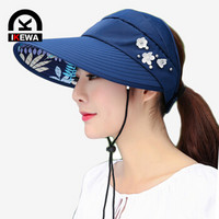 艾可娃（IKEWA）ZYM0017 遮阳帽女士防晒帽子 可折叠太阳帽户外骑车沙滩帽大沿凉帽 藏青色