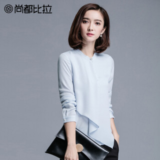 尚都比拉（Sentubila） 2019春季长袖雪纺衫女打底衫韩范chic衬衫上衣衬衣 163C511652 浅蓝色 M