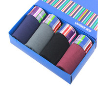 Langsha 浪莎 内裤男 薄彩虹腰四角裤竹纤维透气舒适男平角裤 4条礼盒装 170\L OK5858 (黑色、L、平角裤、再生纤维)