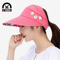 艾可娃（IKEWA）ZYM0017 遮阳帽女士防晒帽子 可折叠太阳帽户外骑车沙滩帽大沿凉帽 西瓜红