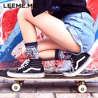 粒米半玺彩色袜子女情侣中筒袜潮流百搭滑板袜 鬼面财主