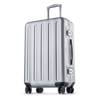 Echolac 铝框拉杆箱 防刮双TSA密码锁行李箱 双排8轮旅行箱 PCT008E 银色2 0英寸