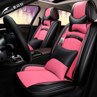 紫风铃汽车坐垫四季仿亚麻全包围汽车座垫长安cs5比亚迪博越逸动逍客帝豪gs思域轩逸蔚领H18 柔情粉-豪华版