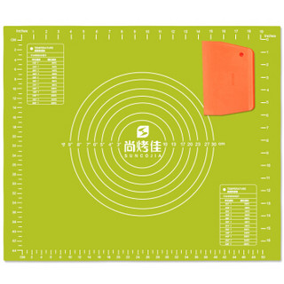 尚烤佳 硅胶垫 食品级擀面垫 案板 揉面垫 带标尺烘焙不粘案板 餐垫 切面刀 切面板 60