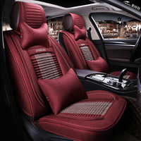 紫风铃汽车坐垫四季通用仿亚麻汽车座垫座套速腾帕萨特途观朗逸博越福克斯WEIvv5威朗 H10拉菲红-豪华版