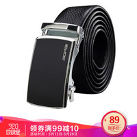 博牌Bopai皮带男士腰带头层牛皮休闲裤带自动扣商务黑色813-009111