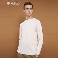 Markless 长袖T恤男休闲圆领打底衫青年纯色体恤TXA8603M白色185/100（XXL）