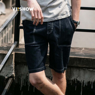 威秀 viishow 牛仔短裤男修身欧美街头潮流五分中裤青年裤子ND851252 牛仔蓝 33