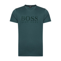 HUGO BOSS 雨果博斯 奢侈品 男士深绿色LOGO图案棉质圆领短袖T恤 50380424 353 L码