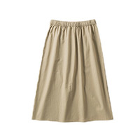 INMAN 茵曼 夏装日系气质范大口袋小A型松紧腰半身裙女 18821|10205 卡其色 XL