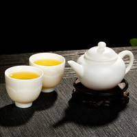 金镶玉 功夫茶具 高白瓷茶壶茶杯陶瓷整套 张节成大师手工凝脂白玉中国白茶具套组