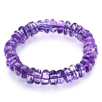 石玥珠宝 紫水晶手链随形水晶切面手串女 紫色