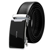 博牌Bopai皮带男士腰带头层牛皮休闲裤带自动扣商务黑色813-008711-110