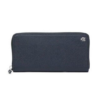 dunhill 登喜路 男士bourdon系列深蓝色牛皮ad复古标长款拉链钱包 l2w