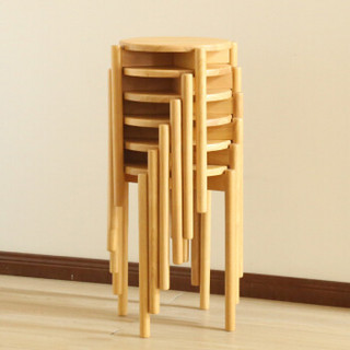 越茂 家用实木客厅坐凳 成人时尚简约木质小圆凳 创意餐椅小凳子 原木色 DZ-C2033-NA