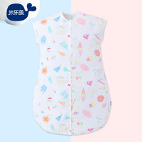米乐鱼 婴儿睡袋抱被儿童包被纱布睡袋防踢被 糖果罐90码