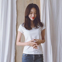 LAXJOY 朗悦 夏季新款韩版简约短袖T恤圆领纯色打底上衣 LWTD183102