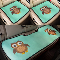 紫风铃 汽车坐垫三件套夏季3D卡通冰丝单片无靠背汽车座垫四季通用车垫 防滑办公座椅垫KT 3件套 猫头鹰